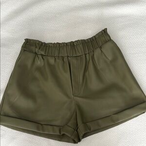NEW Olive Green Women's Leather Shorts